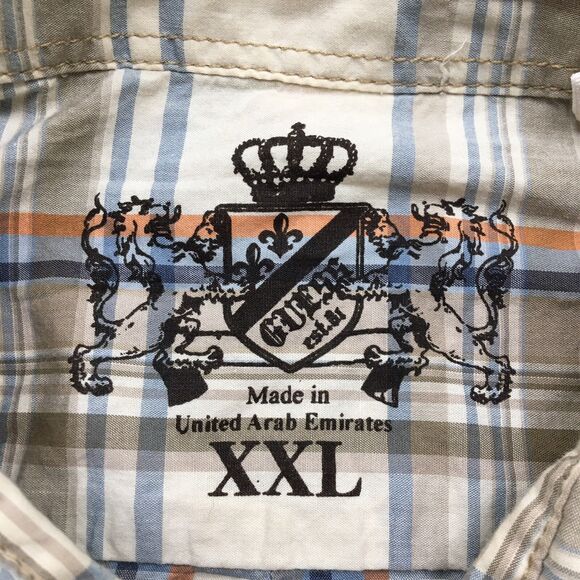 GUESS Western Shirt Men 2XL Beige Plaid Pearl Snap Coastal Cowboy Rodeo Country - Picture 9 of 14